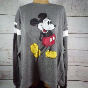 NWT Mickey Mouse SemiCropped Pullover Top for Adults Gray 1X